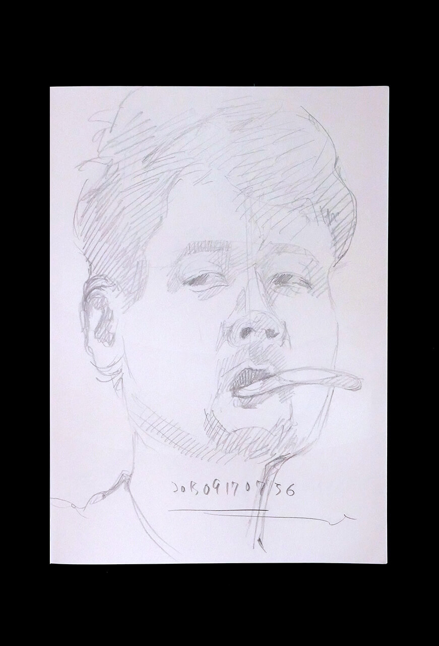 Contemporary artist SHINTAKU Tomoni's 2015/9/17 Self-portrait or pencil drawing