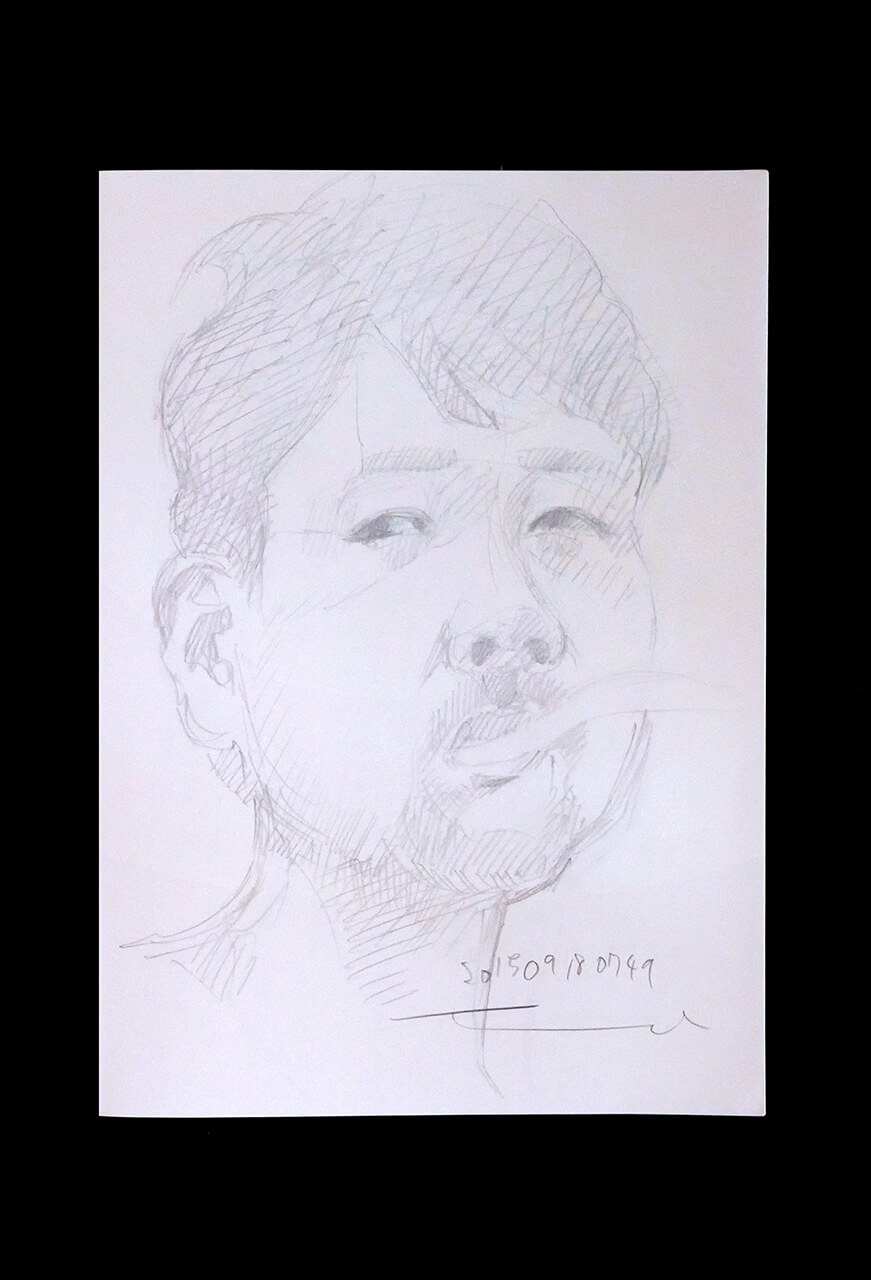 Contemporary artist SHINTAKU Tomoni's 2015/9/18 Self-portrait or pencil drawing