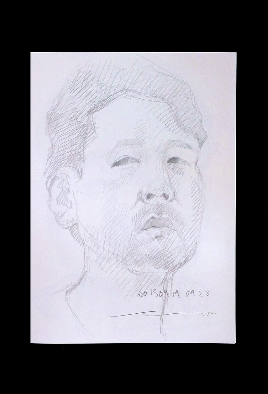 Contemporary artist SHINTAKU Tomoni's 2015/9/19 Self-portrait or pencil drawing