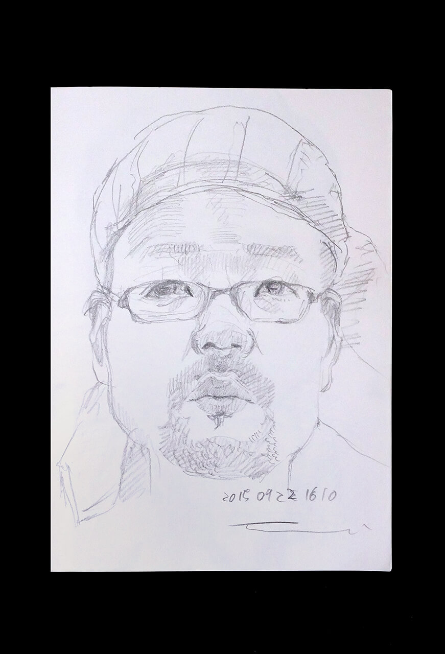 Contemporary artist SHINTAKU Tomoni's 2015/9/22 Self-portrait or pencil drawing