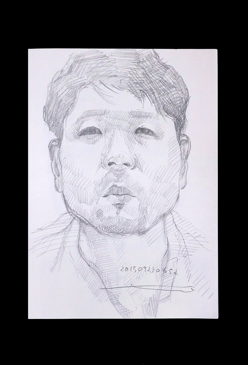 Contemporary artist SHINTAKU Tomoni's 2015/9/23 Self-portrait or pencil drawing