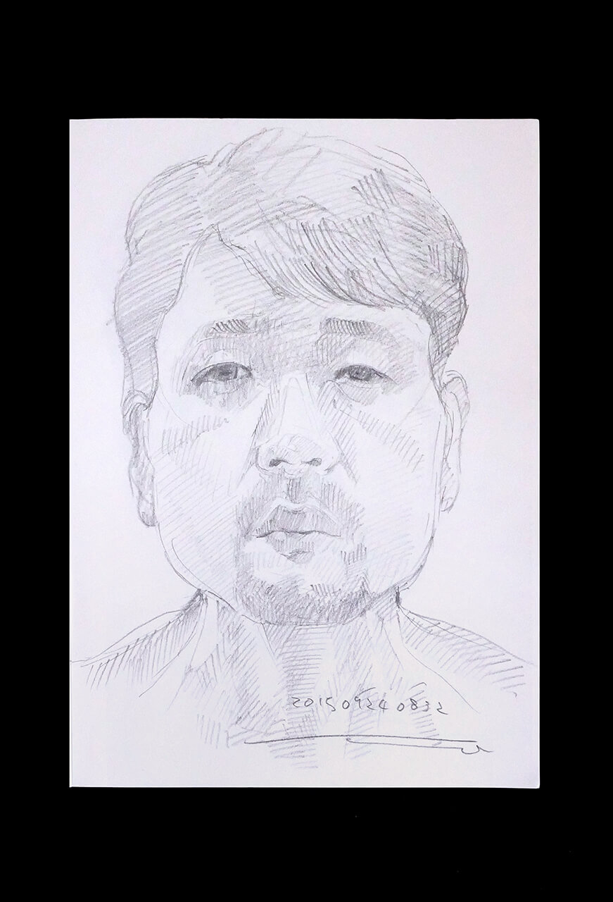 Contemporary artist SHINTAKU Tomoni's 2015/9/24 Self-portrait or pencil drawing