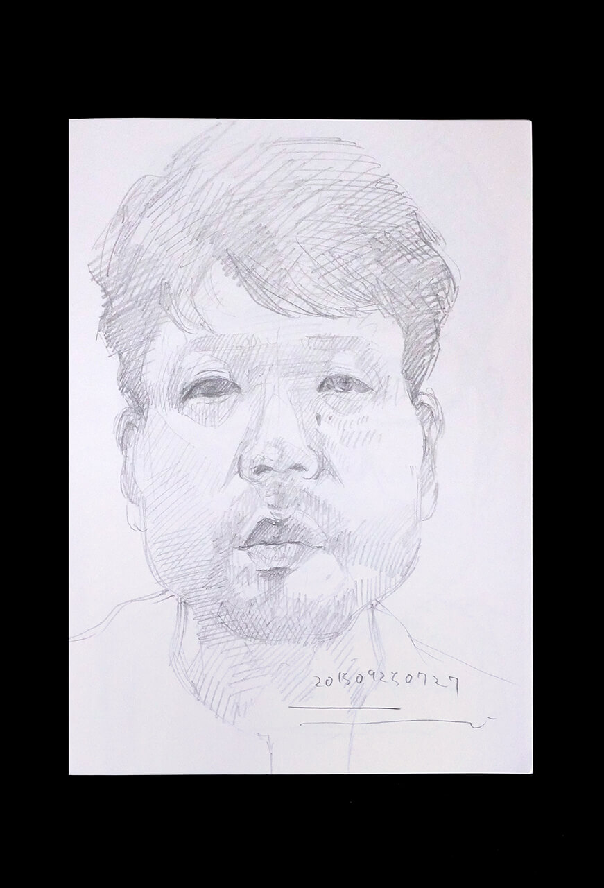 Contemporary artist SHINTAKU Tomoni's 2015/9/25 Self-portrait or pencil drawing