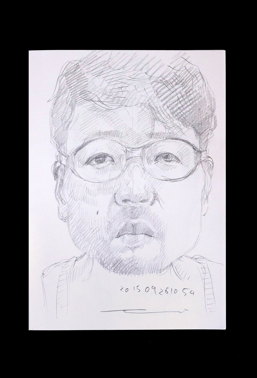 Contemporary artist SHINTAKU Tomoni's 2015/9/26 Self-portrait or pencil drawing