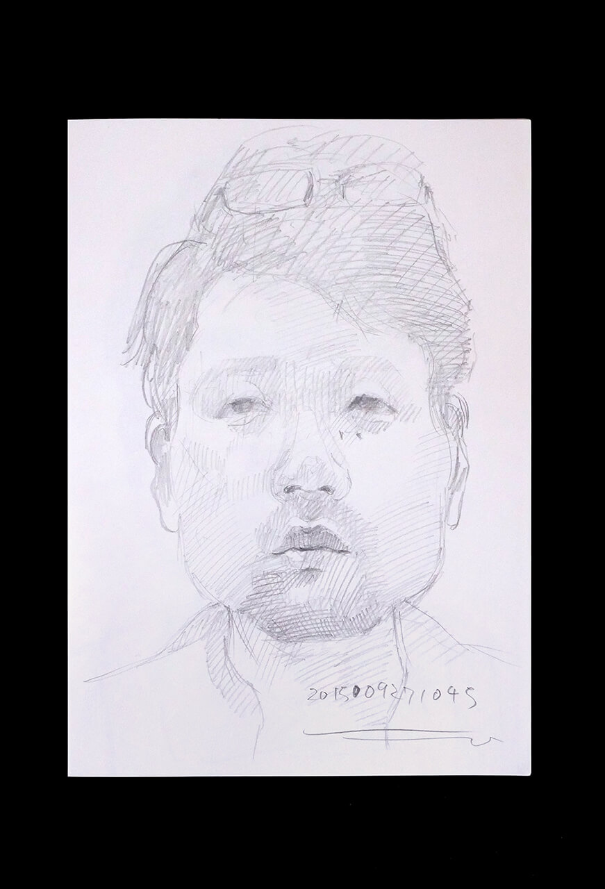 Contemporary artist SHINTAKU Tomoni's 2015/9/27 Self-portrait or pencil drawing