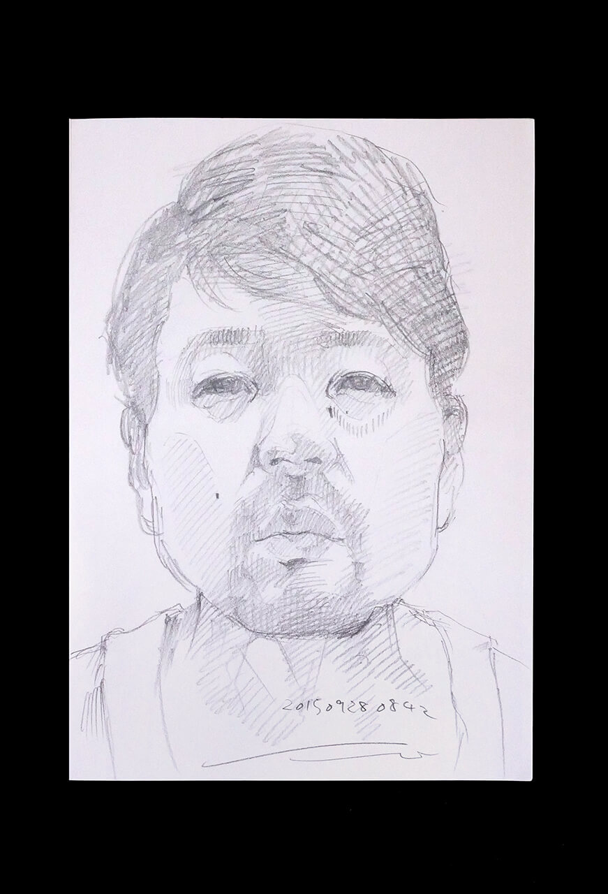 Contemporary artist SHINTAKU Tomoni's 2015/9/28 Self-portrait or pencil drawing