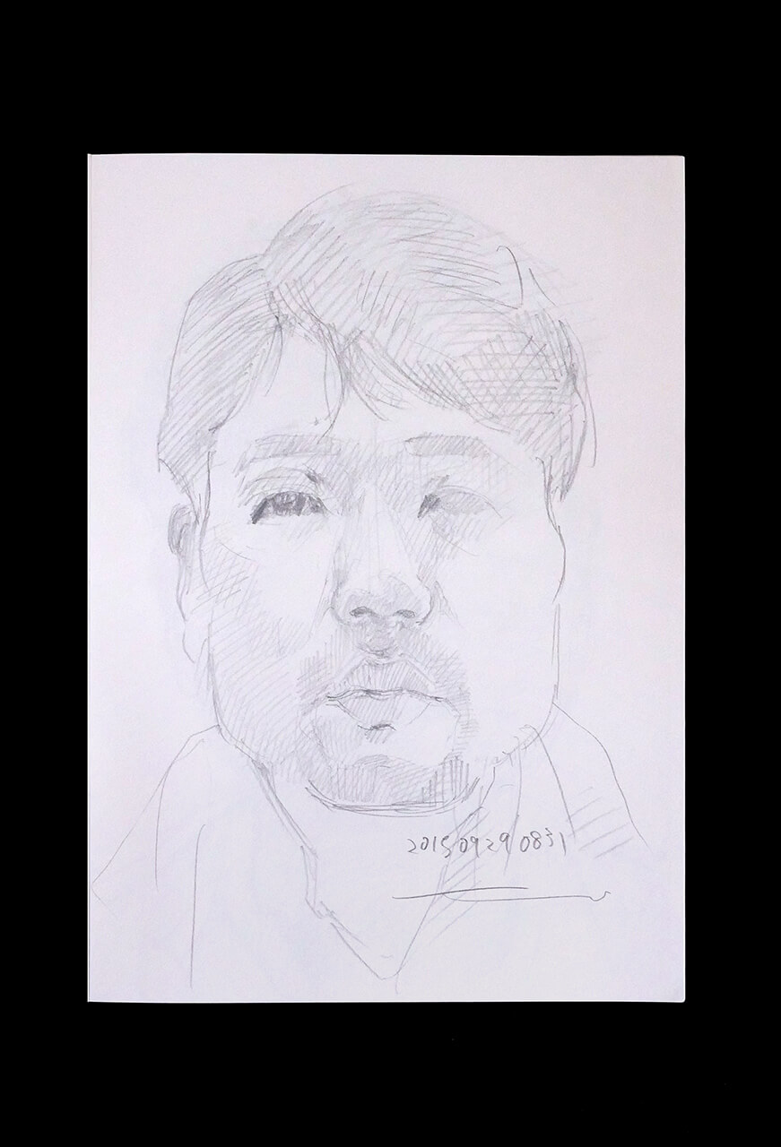 Contemporary artist SHINTAKU Tomoni's 2015/9/29 Self-portrait or pencil drawing