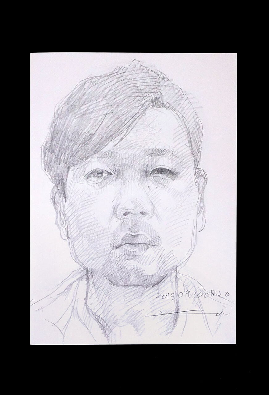 Contemporary artist SHINTAKU Tomoni's 2015/9/30 Self-portrait or pencil drawing