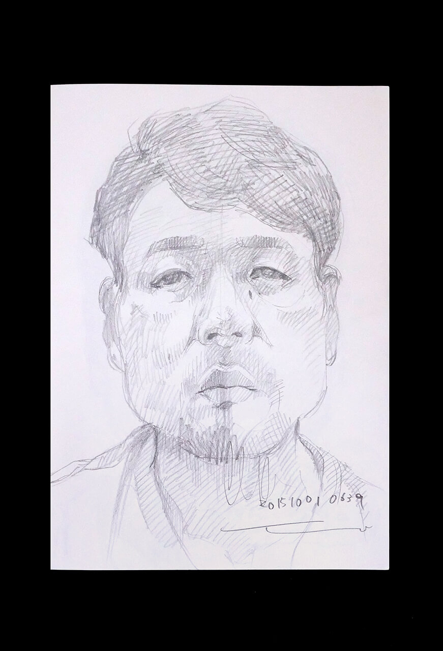 Contemporary artist SHINTAKU Tomoni's 2015/10/1 Self-portrait or pencil drawing