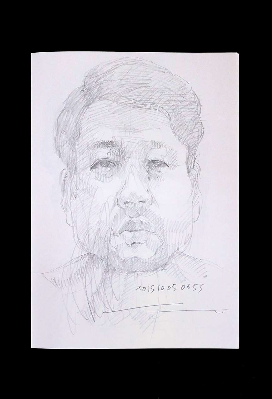 Contemporary artist SHINTAKU Tomoni's 2015/10/5 Self-portrait or pencil drawing