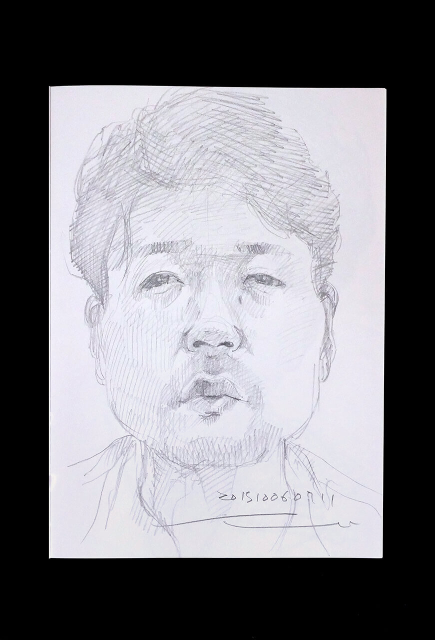 Contemporary artist SHINTAKU Tomoni's 2015/10/6 Self-portrait or pencil drawing