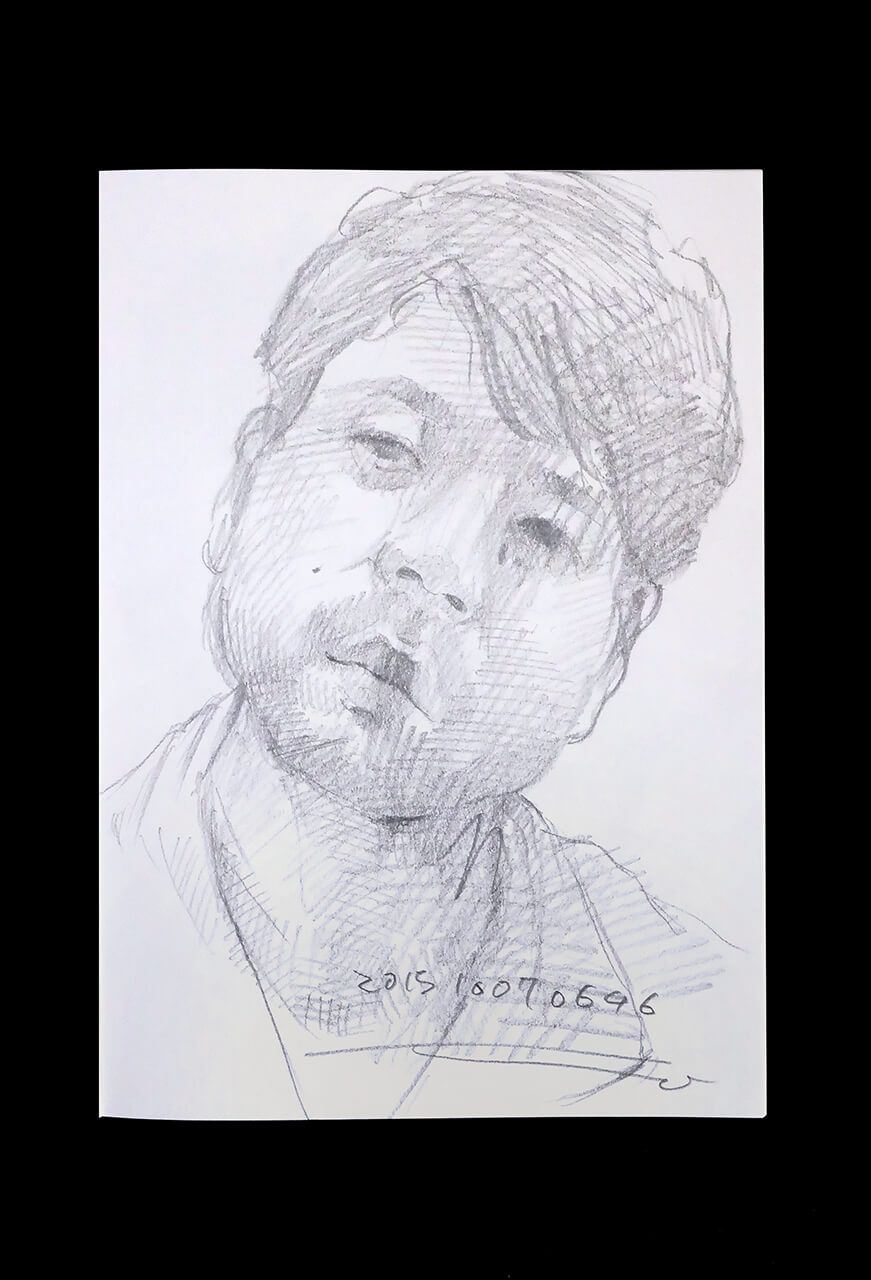 Contemporary artist SHINTAKU Tomoni's 2015/10/7 Self-portrait or pencil drawing
