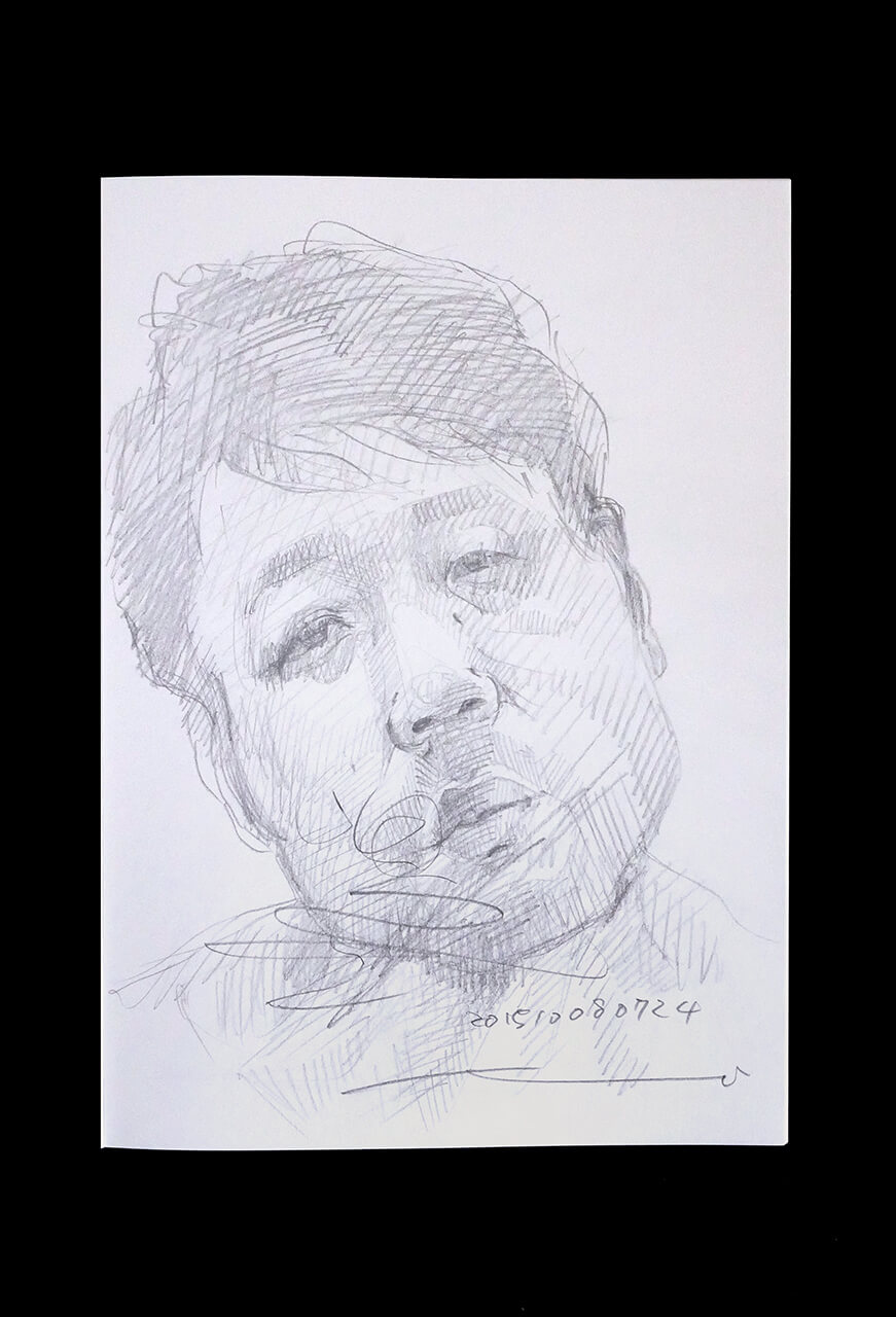 Contemporary artist SHINTAKU Tomoni's 2015/10/8 Self-portrait or pencil drawing