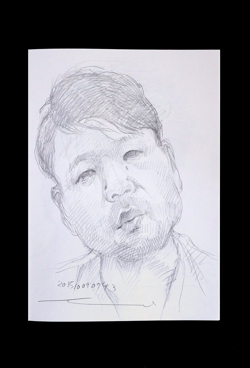 Contemporary artist SHINTAKU Tomoni's 2015/10/9 Self-portrait or pencil drawing