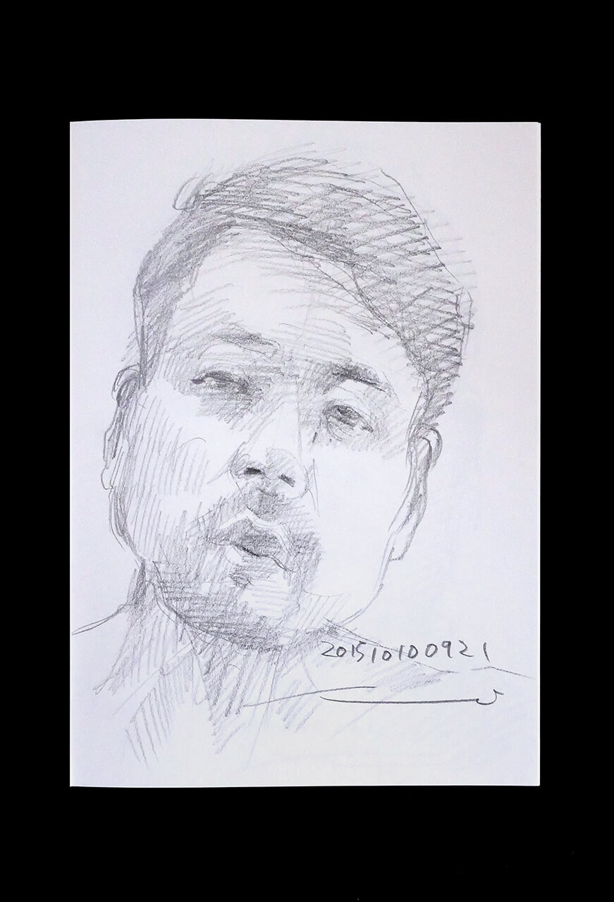 Contemporary artist SHINTAKU Tomoni's 2015/10/10 Self-portrait or pencil drawing