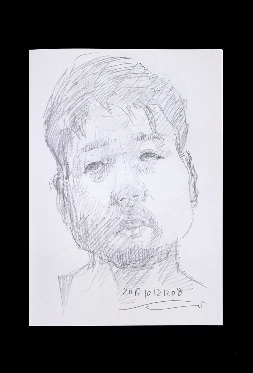 Contemporary artist SHINTAKU Tomoni's 2015/10/12 Self-portrait or pencil drawing