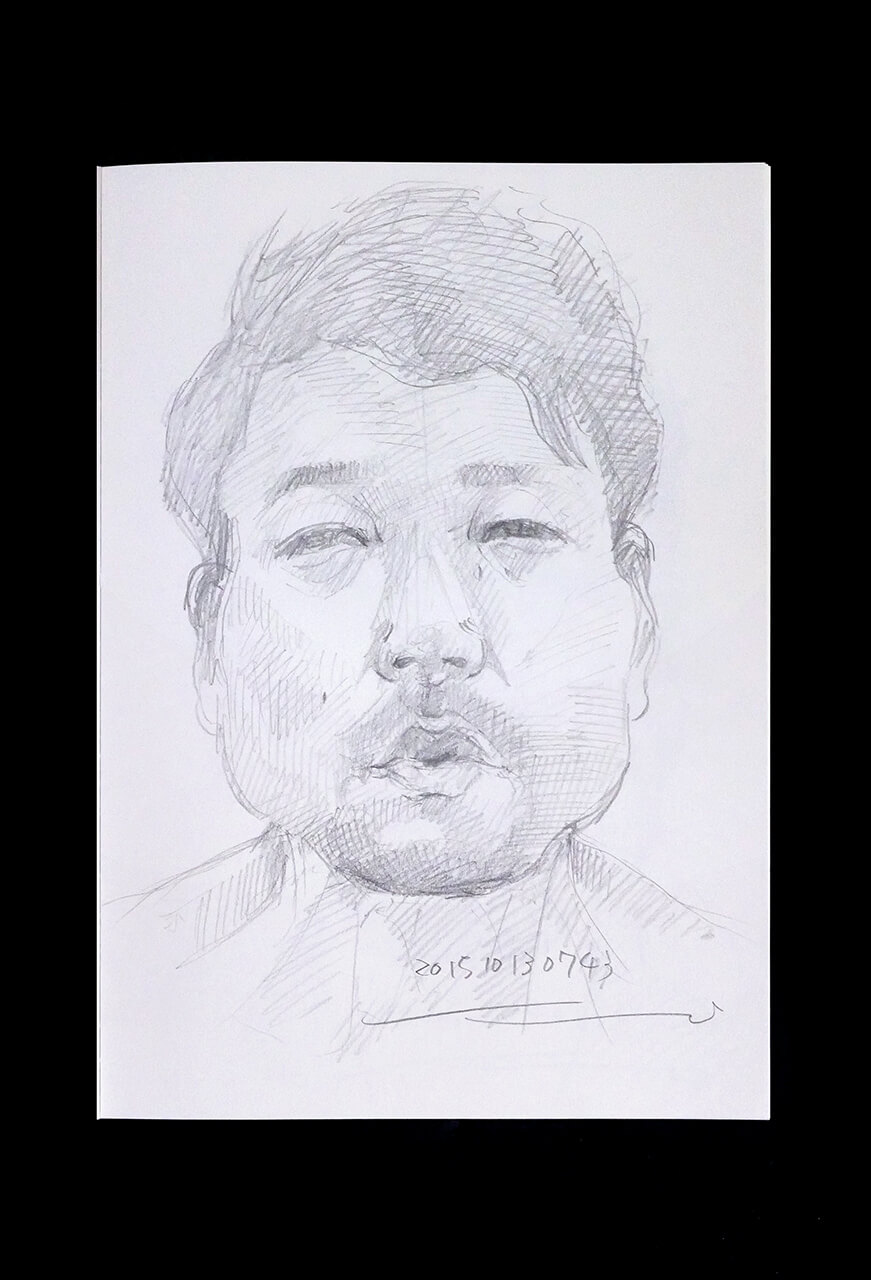 Contemporary artist SHINTAKU Tomoni's 2015/10/13 Self-portrait or pencil drawing