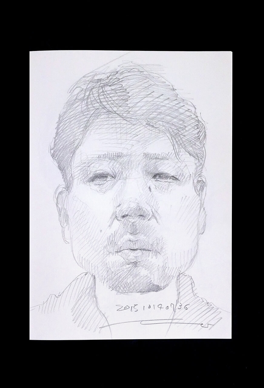 Contemporary artist SHINTAKU Tomoni's 2015/10/14 Self-portrait or pencil drawing