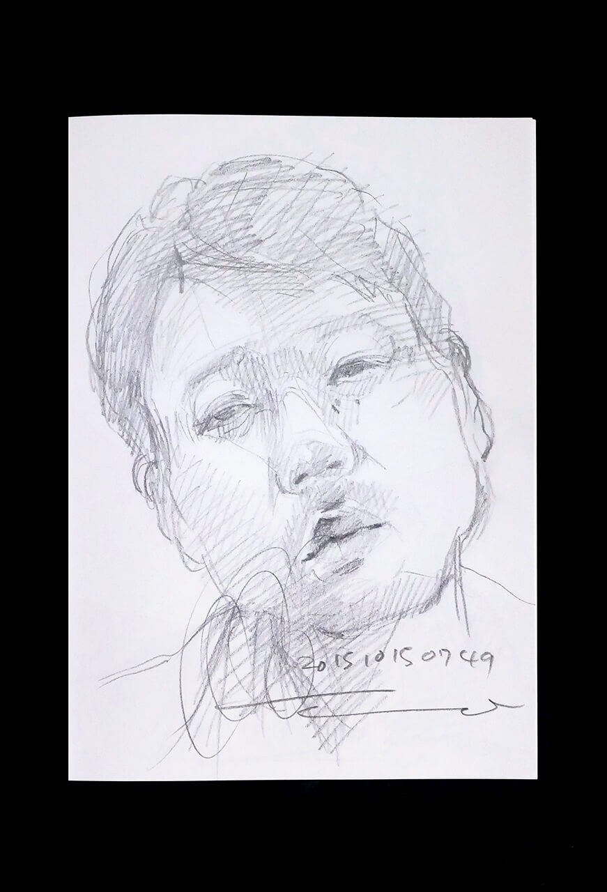 Contemporary artist SHINTAKU Tomoni's 2015/10/15 Self-portrait or pencil drawing