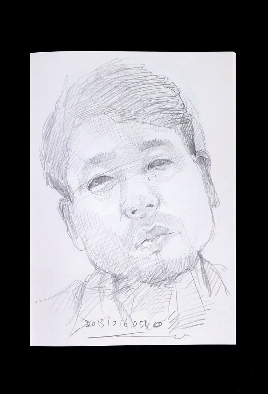 Contemporary artist SHINTAKU Tomoni's 2015/10/16 Self-portrait or pencil drawing