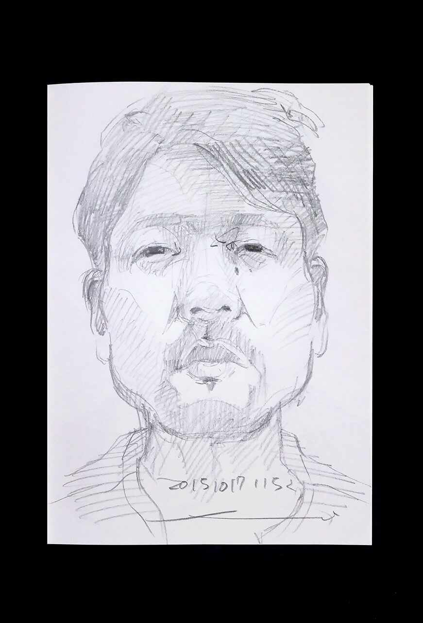 Contemporary artist SHINTAKU Tomoni's 2015/10/17 Self-portrait or pencil drawing