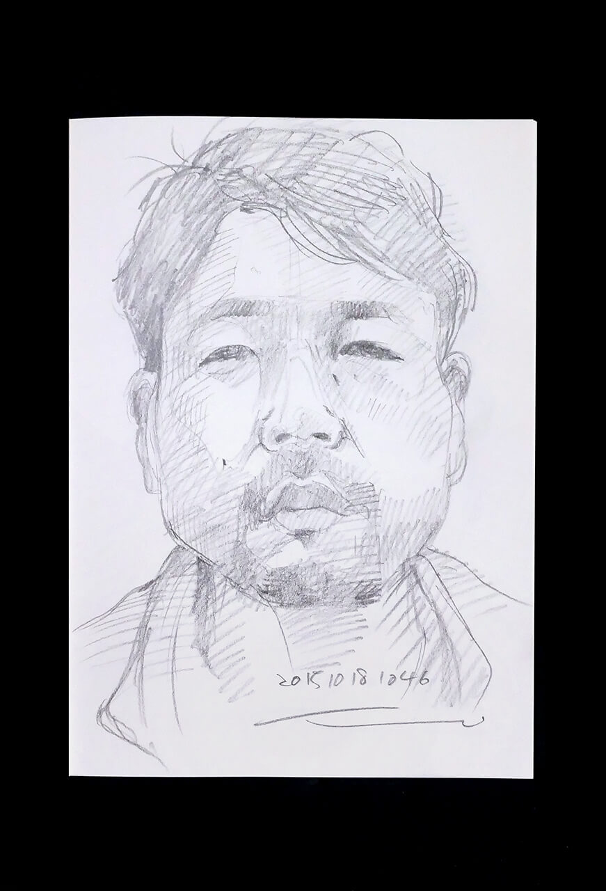 Contemporary artist SHINTAKU Tomoni's 2015/10/18 Self-portrait or pencil drawing