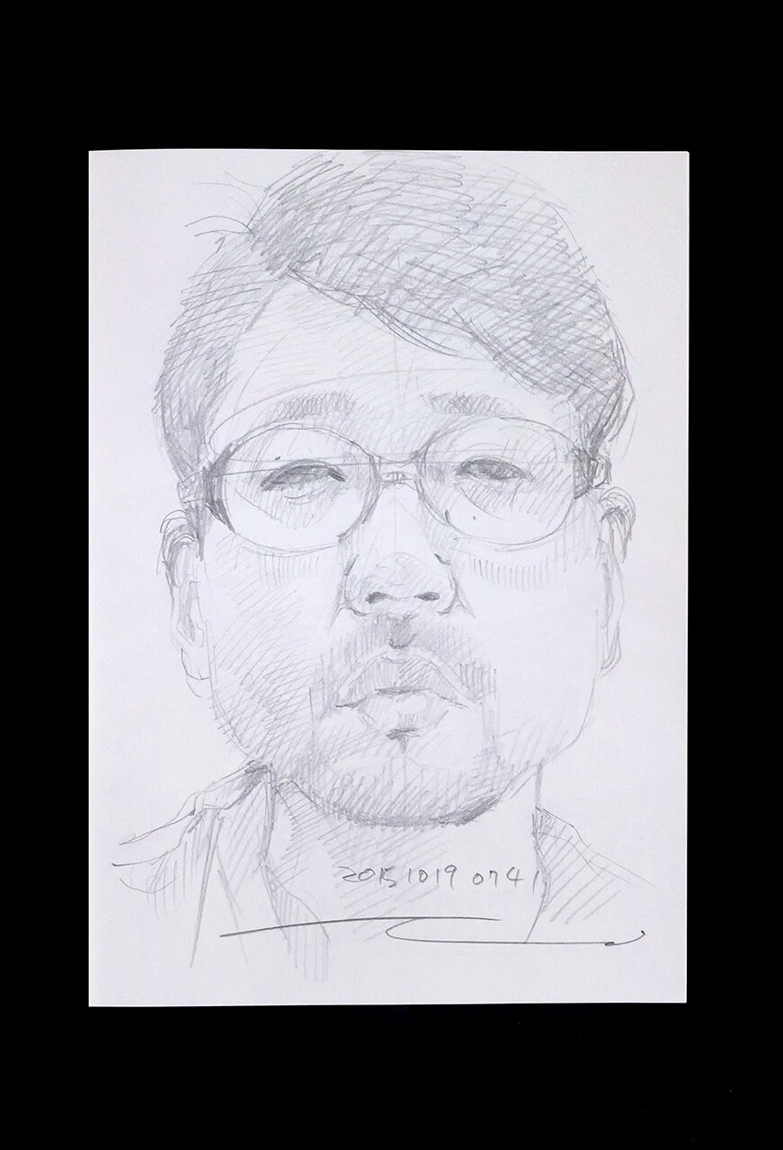 Contemporary artist SHINTAKU Tomoni's 2015/10/19 Self-portrait or pencil drawing