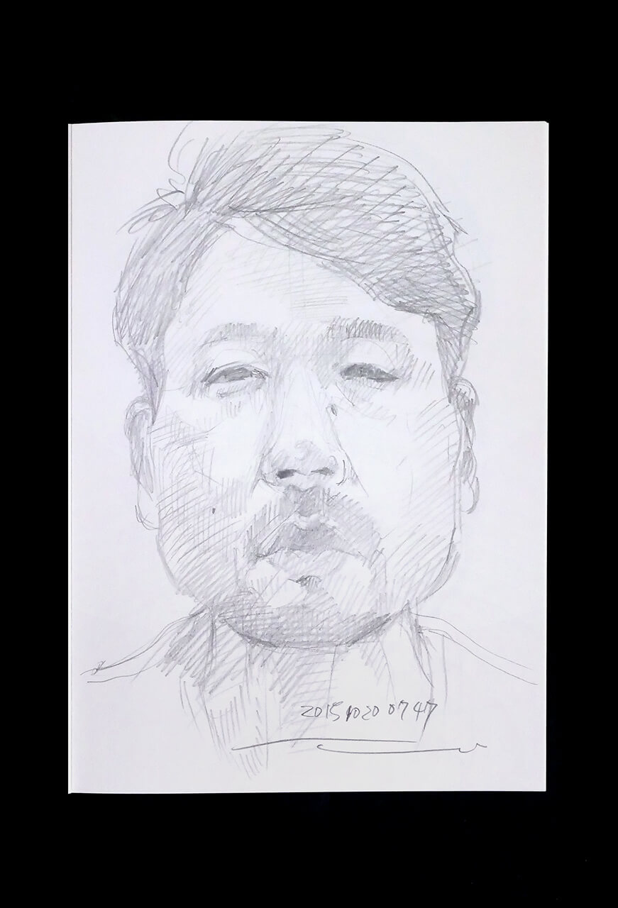 Contemporary artist SHINTAKU Tomoni's 2015/10/20 Self-portrait or pencil drawing