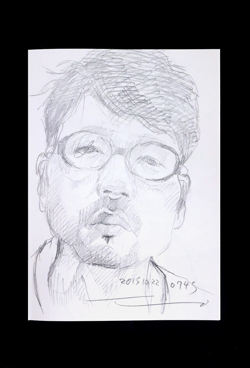 Contemporary artist SHINTAKU Tomoni's 2015/10/22 Self-portrait or pencil drawing
