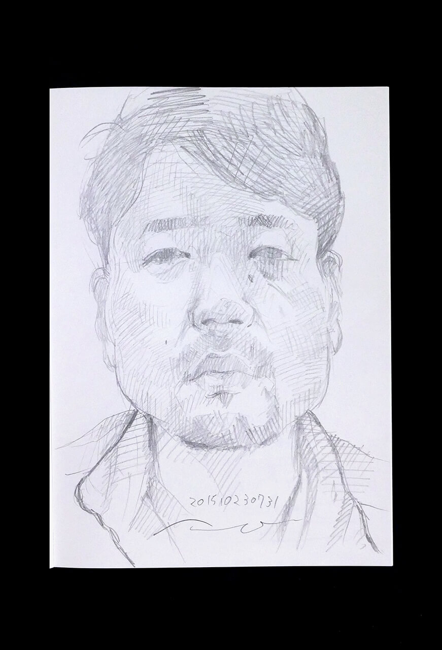 Contemporary artist SHINTAKU Tomoni's 2015/10/23 Self-portrait or pencil drawing