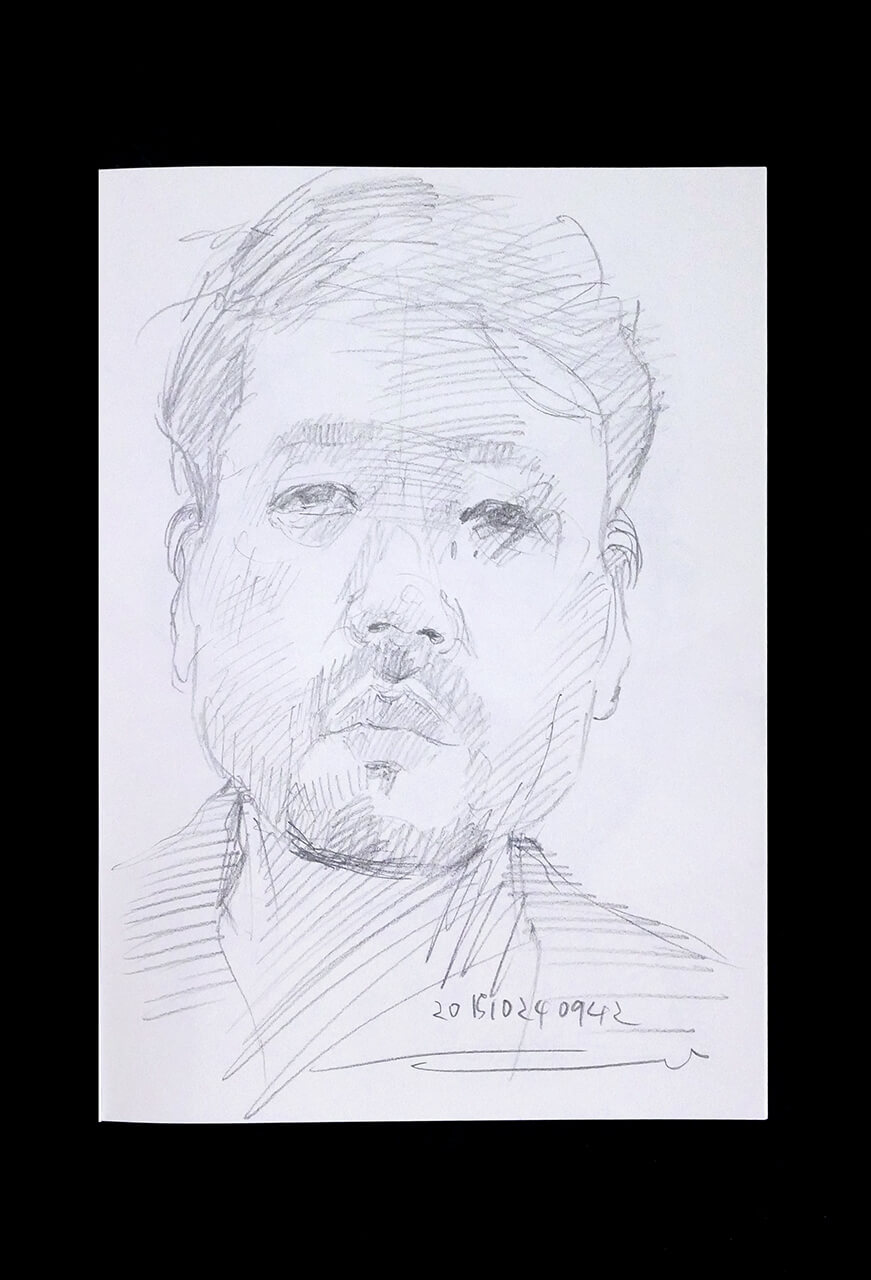 Contemporary artist SHINTAKU Tomoni's 2015/10/24 Self-portrait or pencil drawing