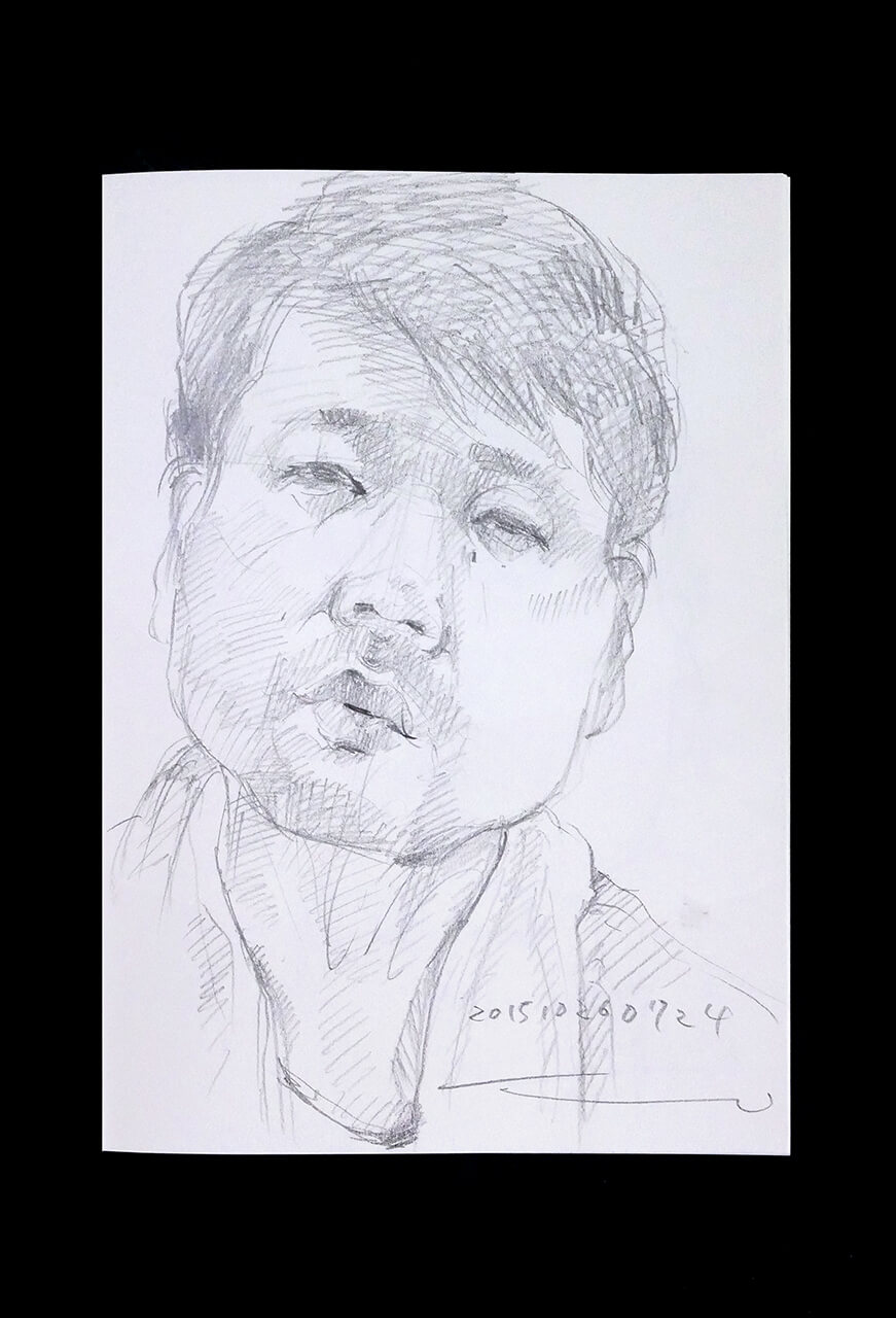 Contemporary artist SHINTAKU Tomoni's 2015/10/26 Self-portrait or pencil drawing