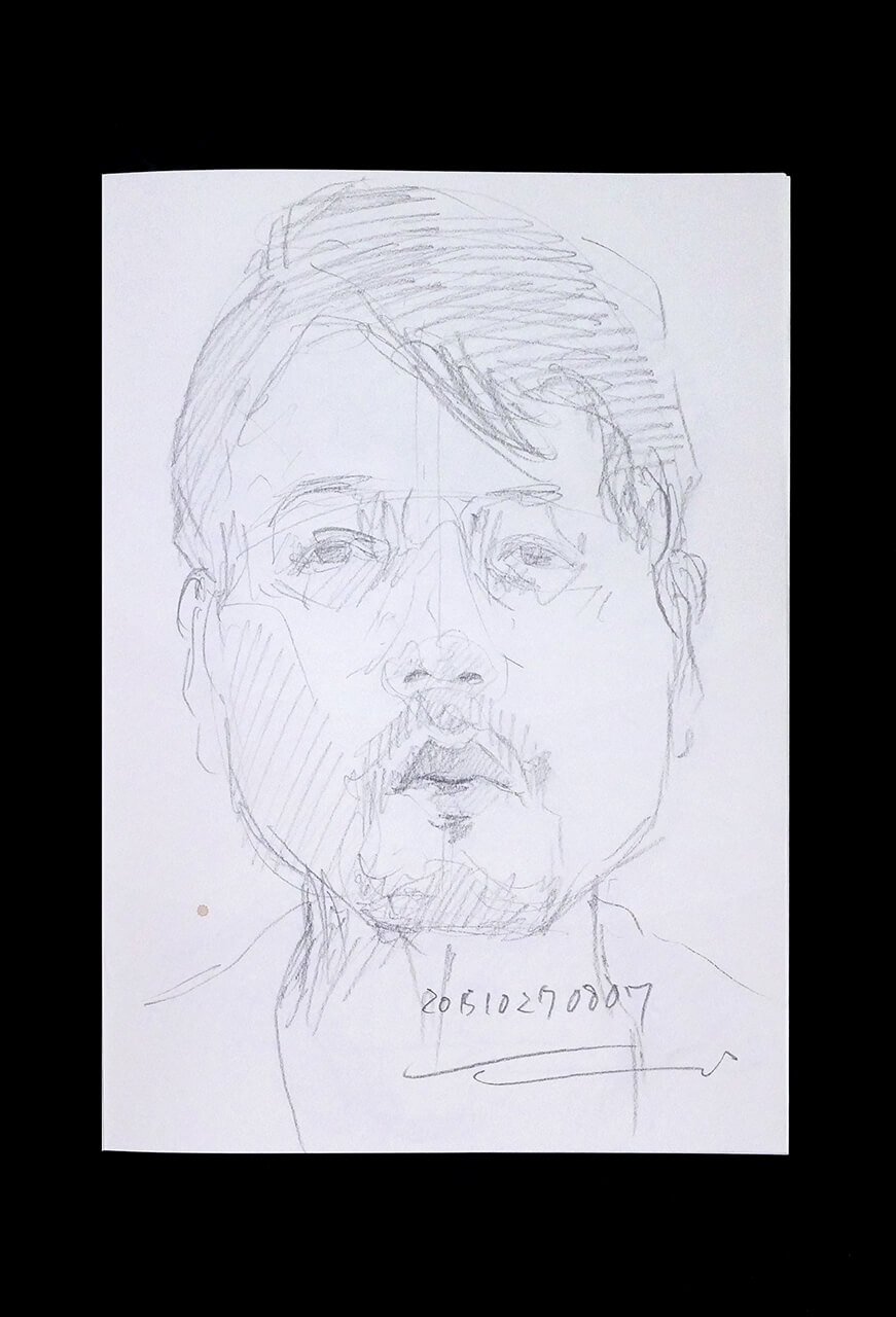 Contemporary artist SHINTAKU Tomoni's 2015/10/27 Self-portrait or pencil drawing