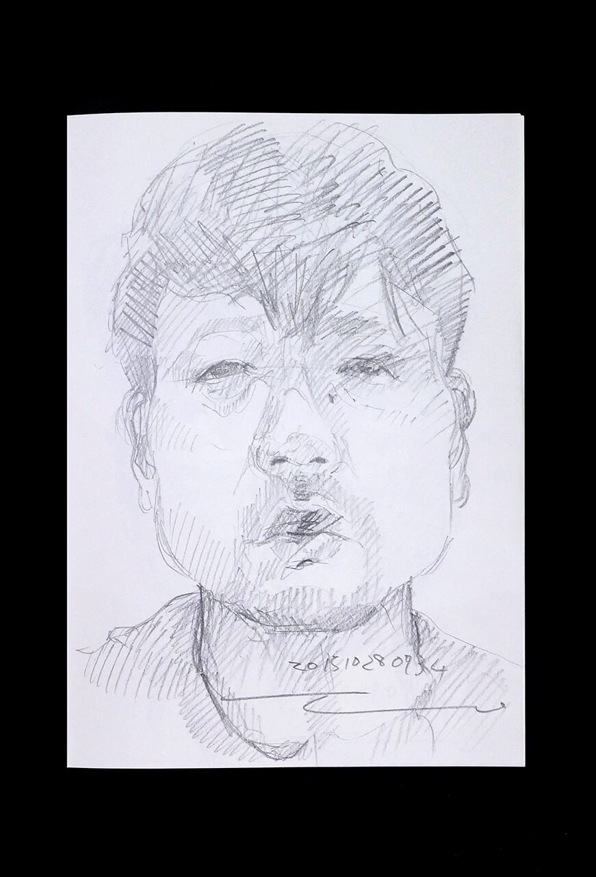 Contemporary artist SHINTAKU Tomoni's 2015/10/28 Self-portrait or pencil drawing