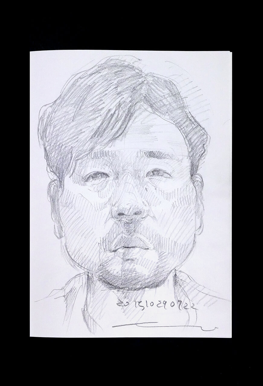 Contemporary artist SHINTAKU Tomoni's 2015/10/29 Self-portrait or pencil drawing