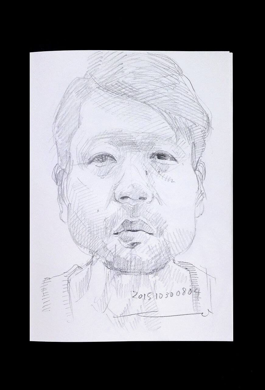 Contemporary artist SHINTAKU Tomoni's 2015/10/30 Self-portrait or pencil drawing