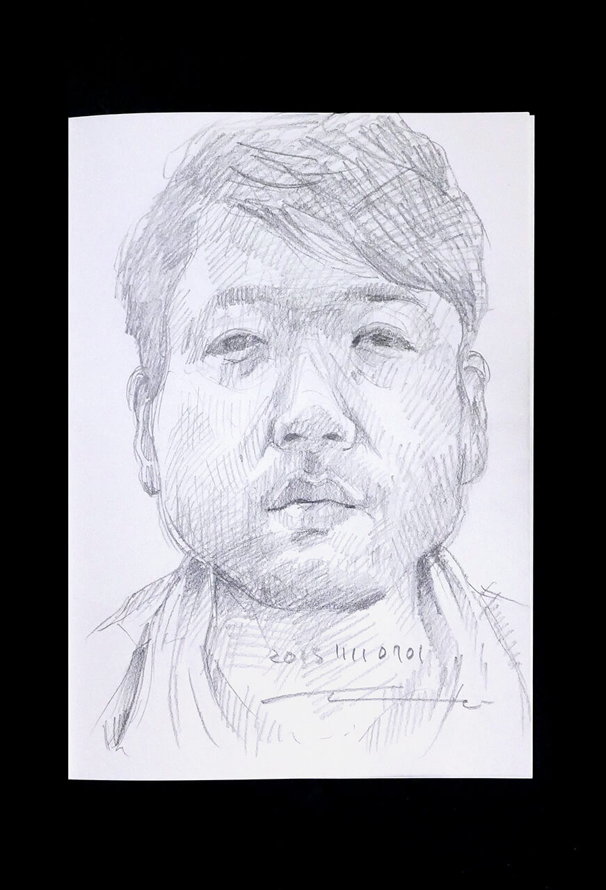Contemporary artist SHINTAKU Tomoni's 2015/11/11 Self-portrait or pencil drawing