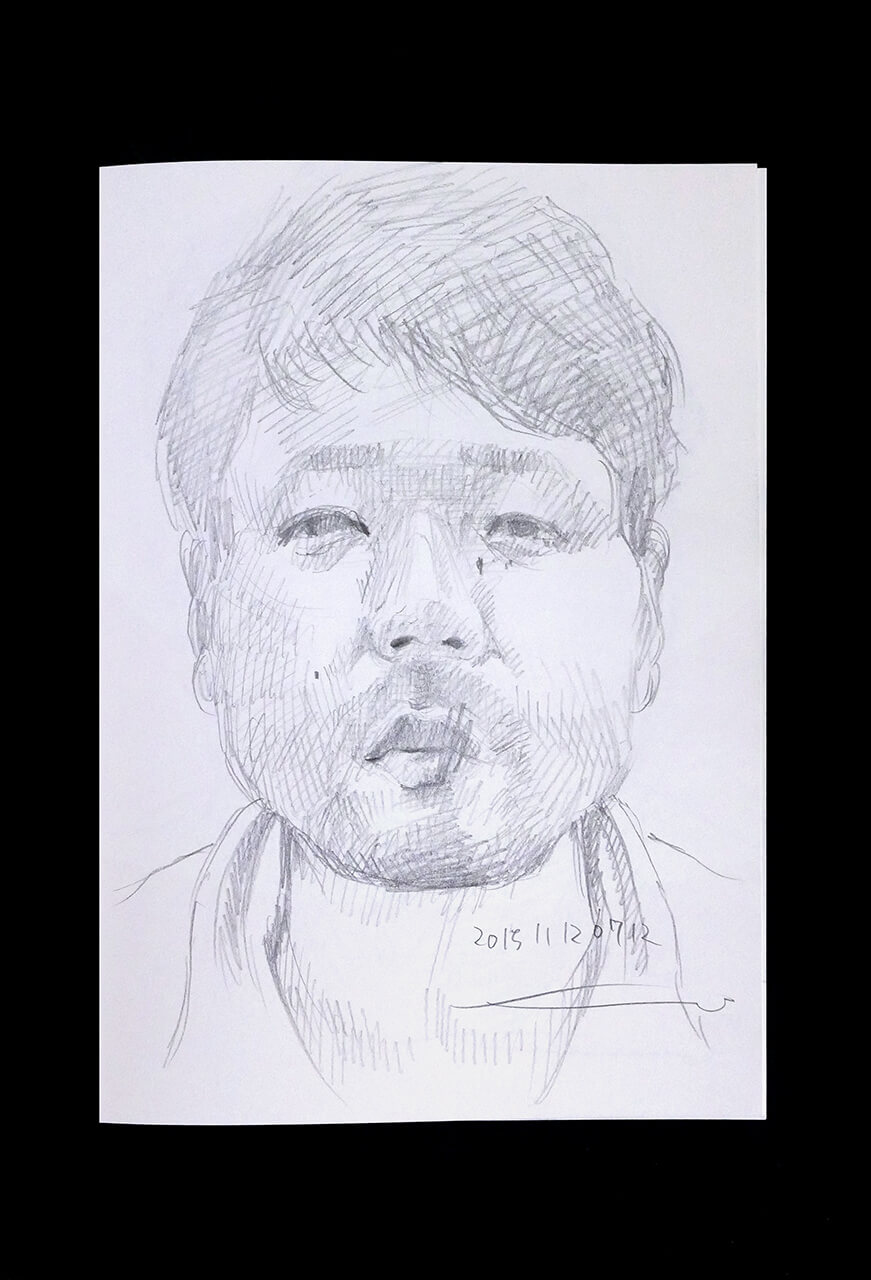 Contemporary artist SHINTAKU Tomoni's 2015/11/12 Self-portrait or pencil drawing