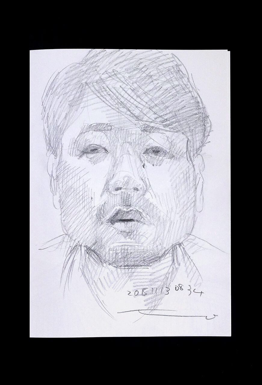 Contemporary artist SHINTAKU Tomoni's 2015/11/13 Self-portrait or pencil drawing