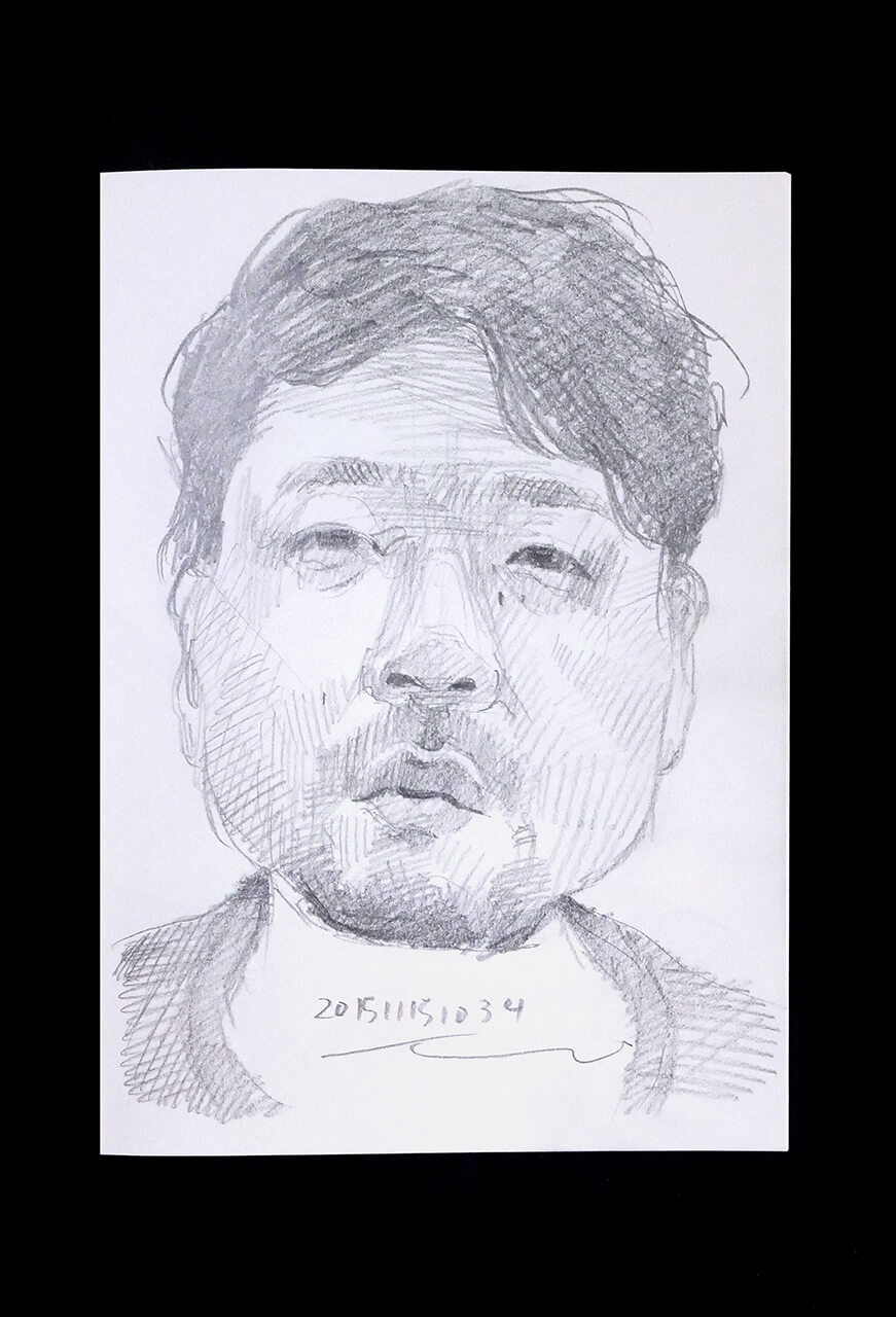 Contemporary artist SHINTAKU Tomoni's 2015/11/15 Self-portrait or pencil drawing