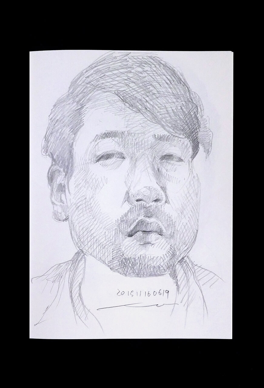 Contemporary artist SHINTAKU Tomoni's 2015/11/16 Self-portrait or pencil drawing