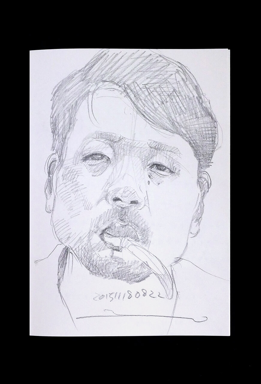 Contemporary artist SHINTAKU Tomoni's 2015/11/18 Self-portrait or pencil drawing