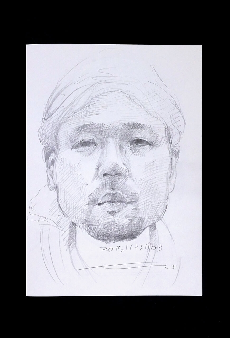 Contemporary artist SHINTAKU Tomoni's 2015/11/23 Self-portrait or pencil drawing