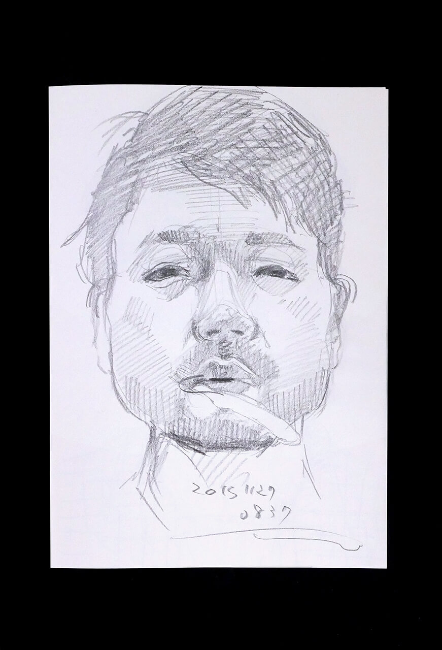Contemporary artist SHINTAKU Tomoni's 2015/11/27 Self-portrait or pencil drawing