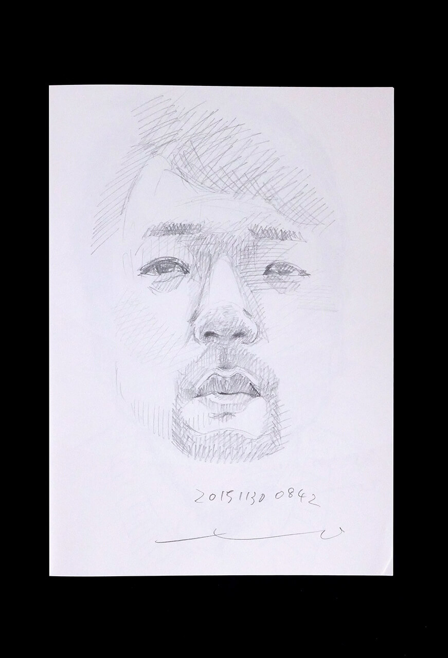 Contemporary artist SHINTAKU Tomoni's 2015/11/30 Self-portrait or pencil drawing