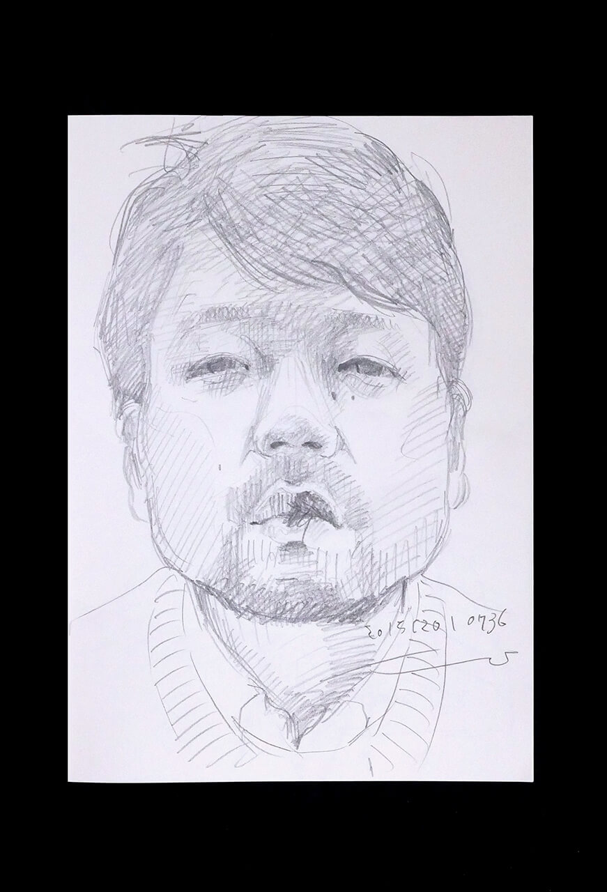 Contemporary artist SHINTAKU Tomoni's 2015/12/1 Self-portrait or pencil drawing
