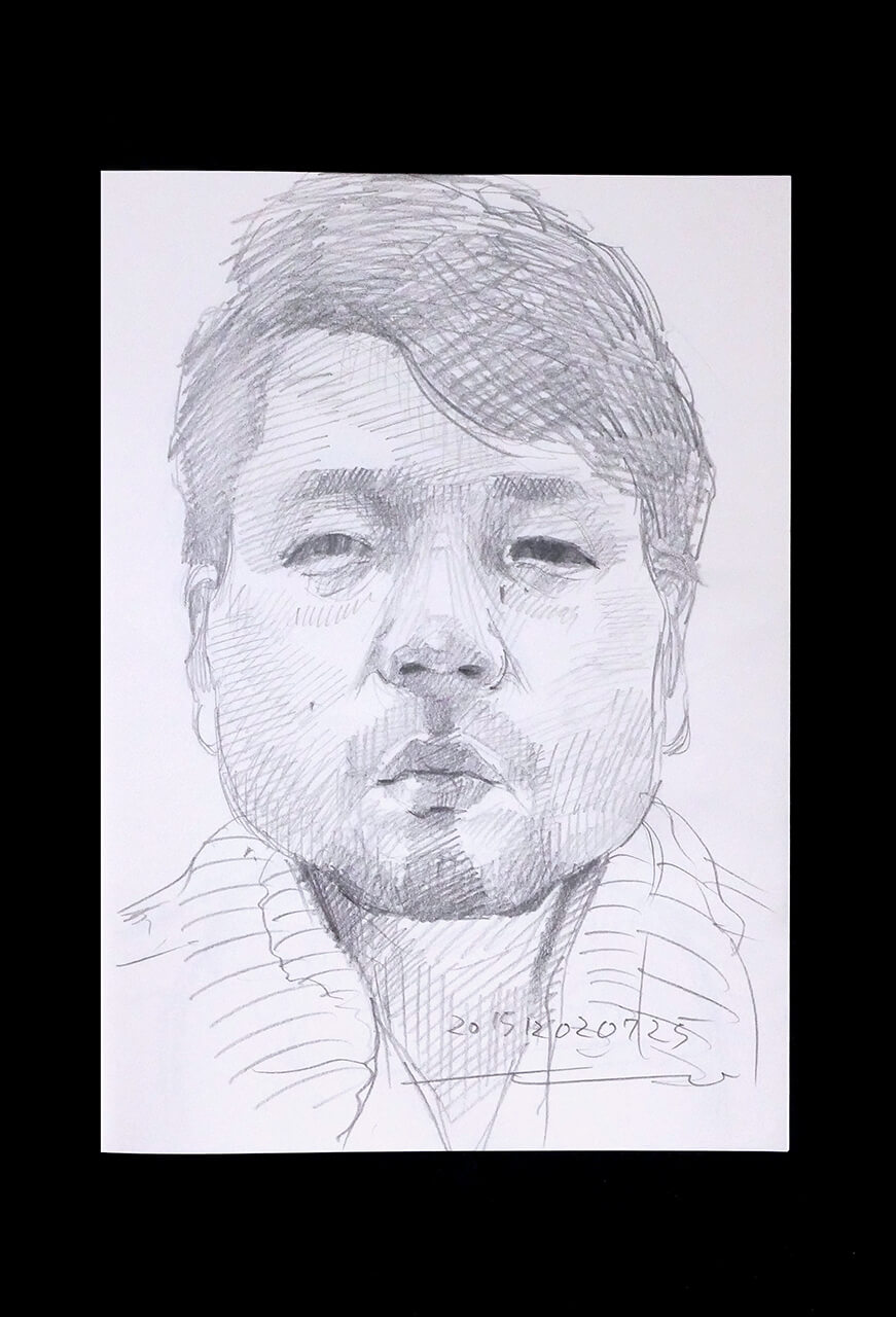 Contemporary artist SHINTAKU Tomoni's 2015/12/2 Self-portrait or pencil drawing
