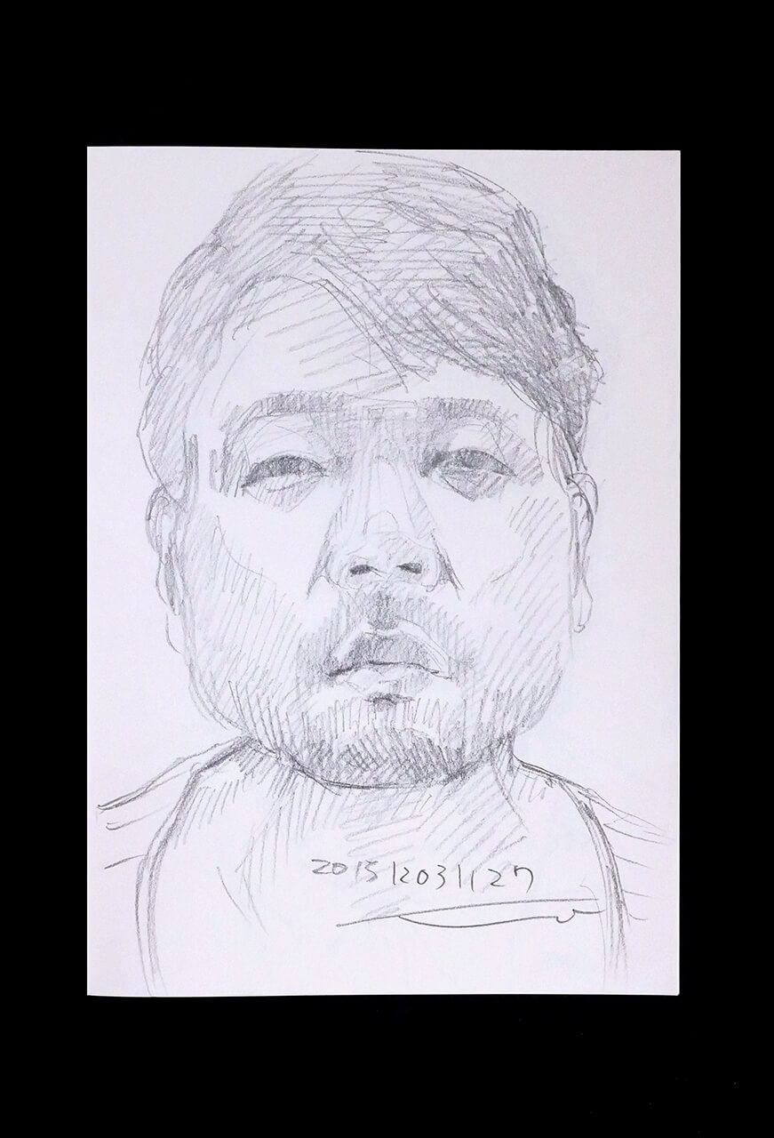 Contemporary artist SHINTAKU Tomoni's 2015/12/3 Self-portrait or pencil drawing