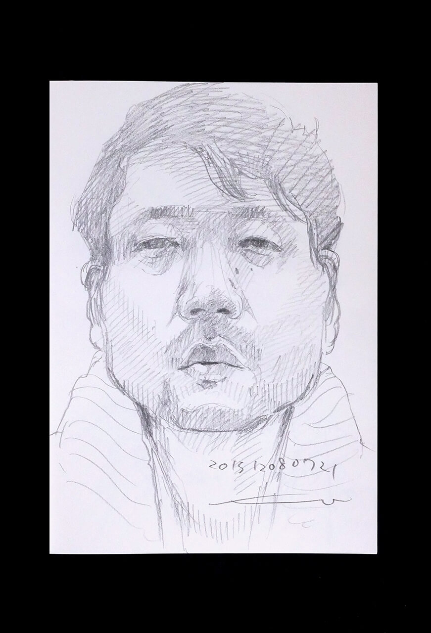Contemporary artist SHINTAKU Tomoni's 2015/12/8 Self-portrait or pencil drawing