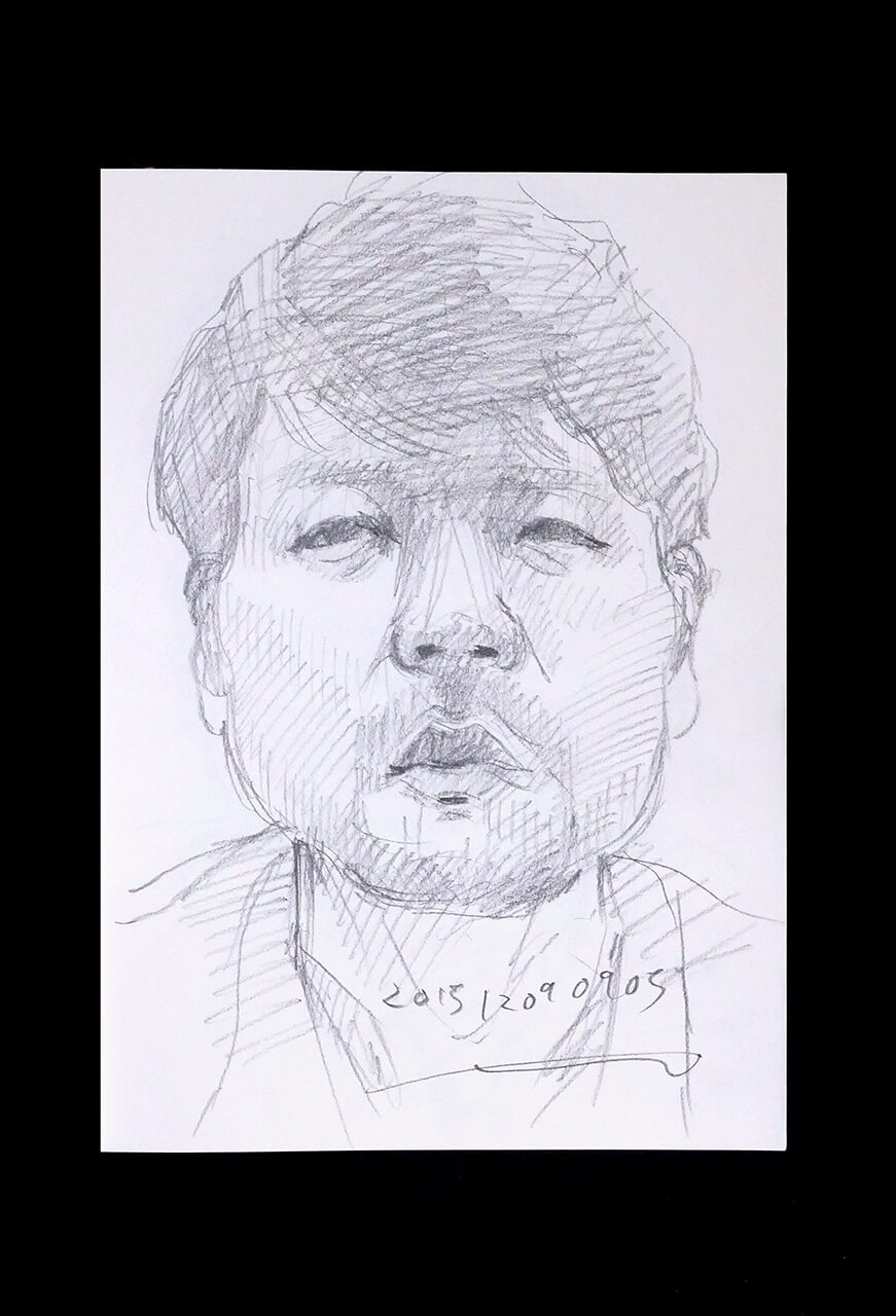 Contemporary artist SHINTAKU Tomoni's 2015/12/9 Self-portrait or pencil drawing